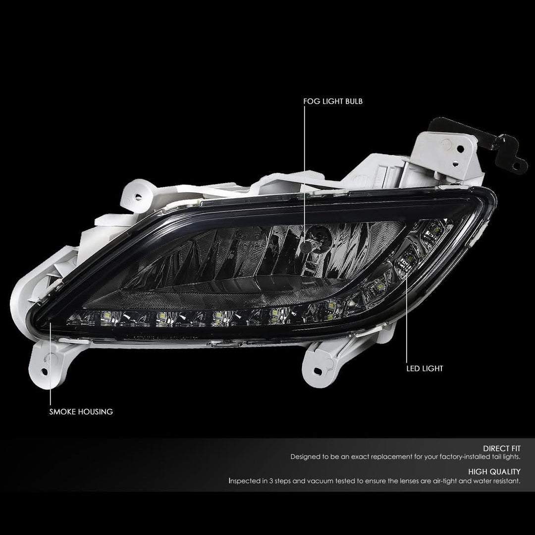 2012-2016 Hyundai Veloster LED DRL Fog Lights with Switch - Smoke
