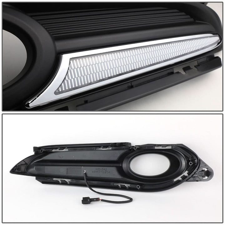 2016-2018 Honda HR-V Fog Light Cover with DRL Strip - Black/Clear