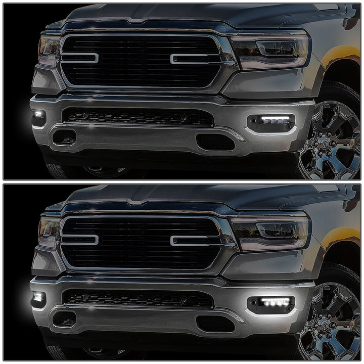 2019-2022 RAM 1500 LED DRL Fog Lights Chrome Clear