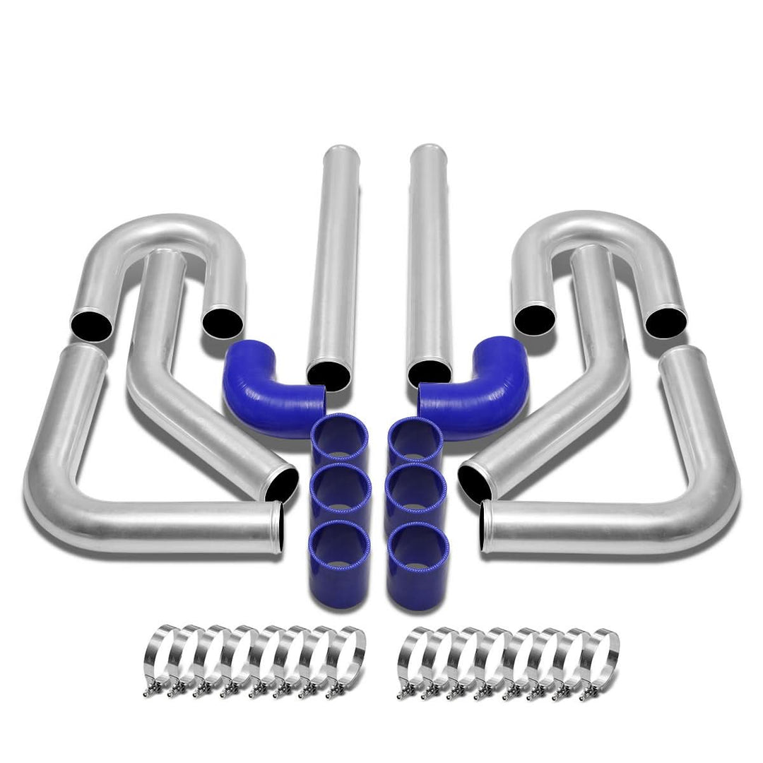 Universal Aluminum Intercooler Piping Kit - 2.5" - 8PC w/ Hoses & Clamps
