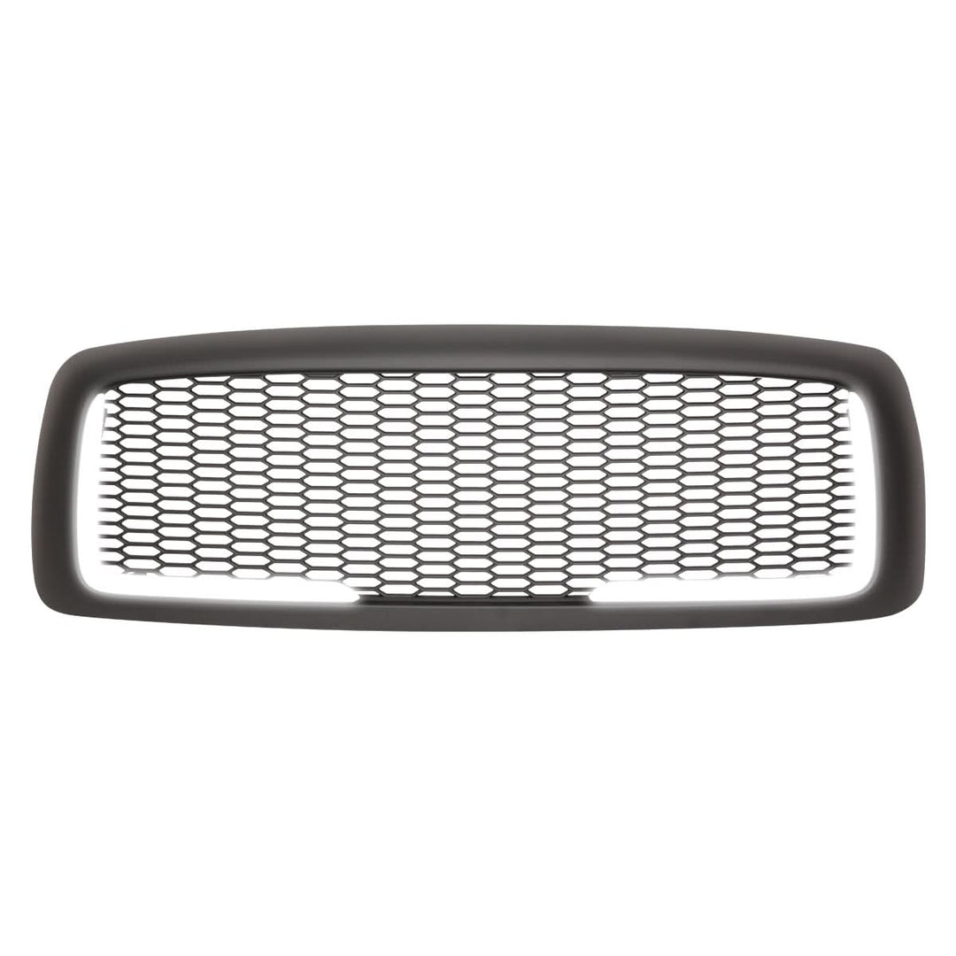 02-05 Dodge Ram Honeycomb Mesh Grille w/ LED DRL Lights Matte Black