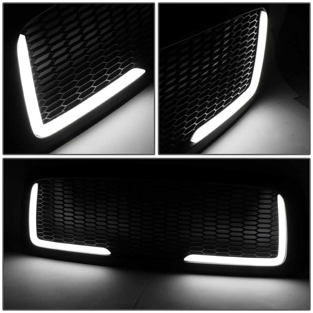 02-05 Dodge Ram Honeycomb Mesh Grille w/ LED DRL Lights Matte Black