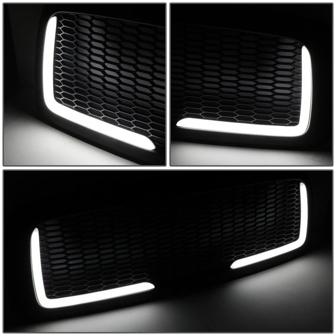 02-05 Dodge Ram Honeycomb Mesh Grille w/ LED DRL Lights Matte Black