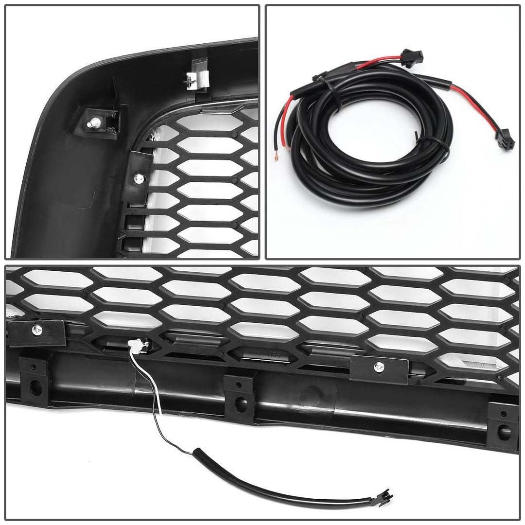 02-05 Dodge Ram Honeycomb Mesh Grille w/ LED DRL Lights Matte Black
