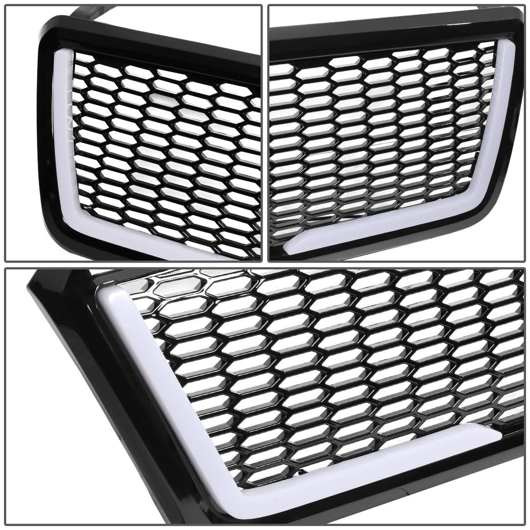 04-08 Ford F-150 Honeycomb Mesh Grille with LED DRL Lights - Black
