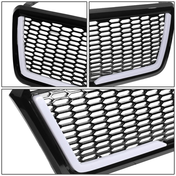 04-08 Ford F-150 Honeycomb Mesh Grille with LED DRL Lights - Black