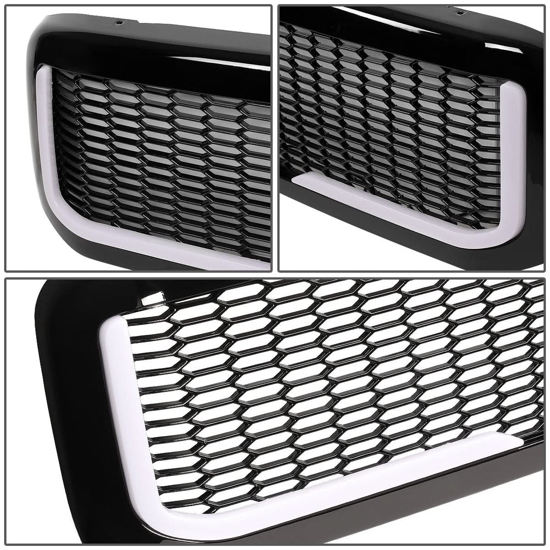 99-04 Ford F-250 F-350 F-450 F-550 Honeycomb Mesh Grille w/ LED DRL