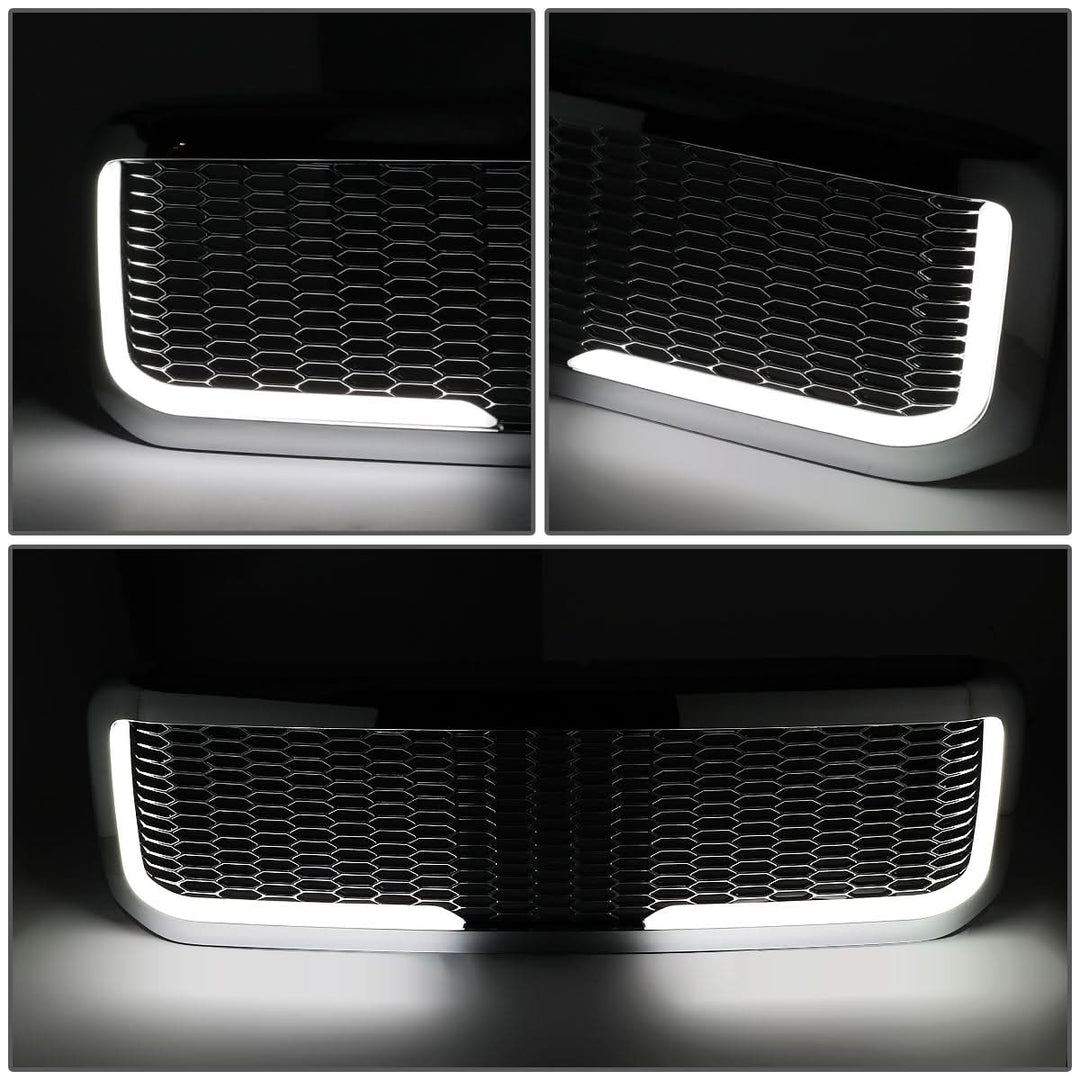 99-04 Ford F-250/F-350/F-450/F-550 Honeycomb Mesh Grille w/ LED DRL