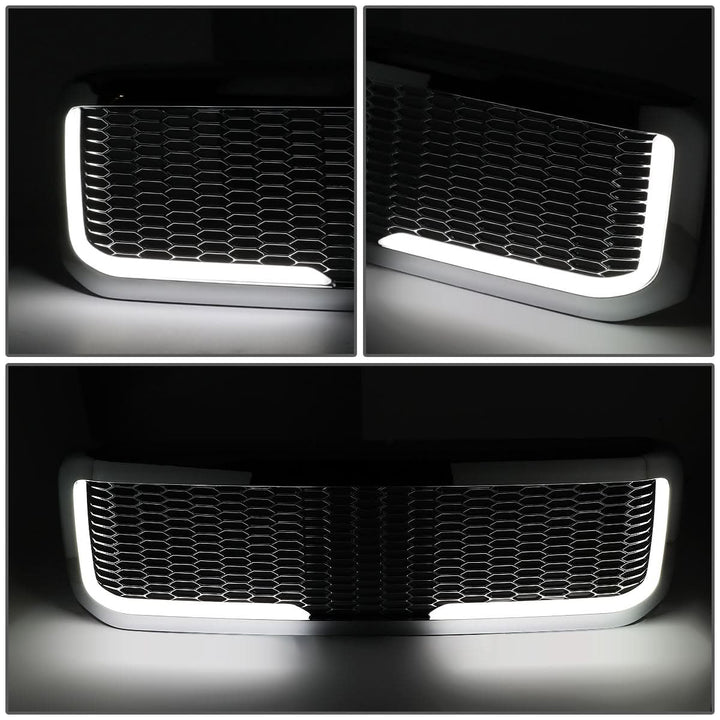 99-04 Ford F-250/F-350/F-450/F-550 Honeycomb Mesh Grille w/ LED DRL