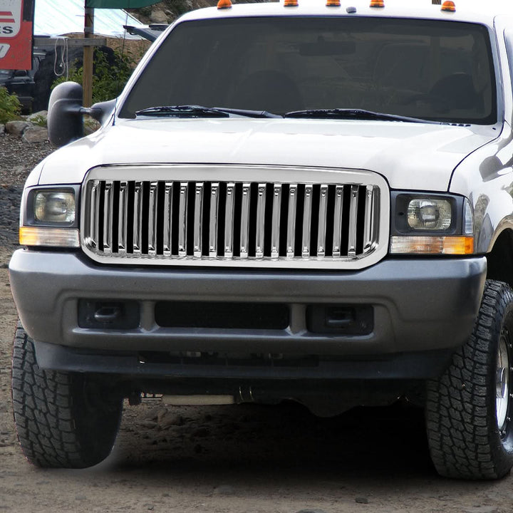 99-04 Ford F-250 F-350 F-450 F-550 Vertical Fence Style Chrome Grille