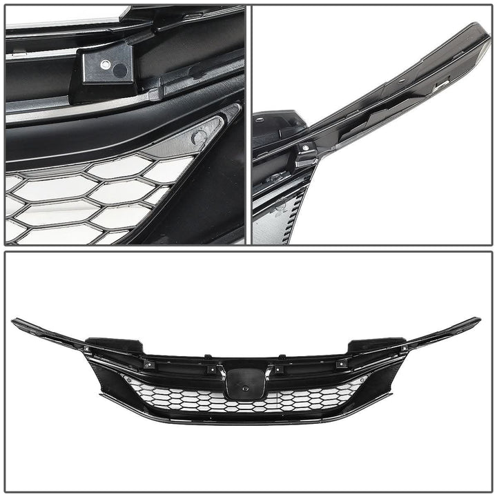 16-17 Honda Accord Honeycomb Style Front Grille Black Chrome