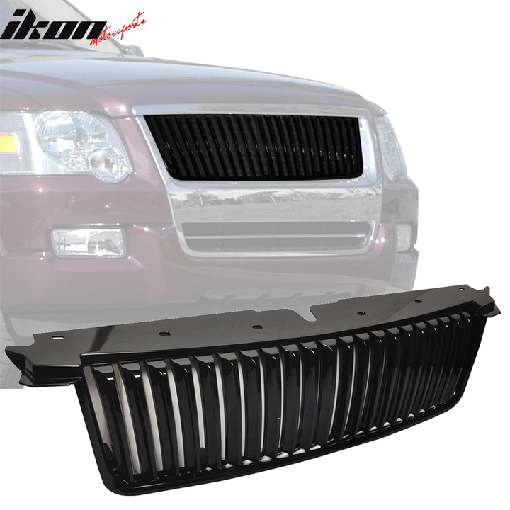 2006-2010Â Ford Explorer Vertical Style Black Front Bumper Grille ABS