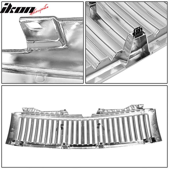 2007-2013 Chevy Silverado 1500 Front Vertical Hood Grille Chrome ABS