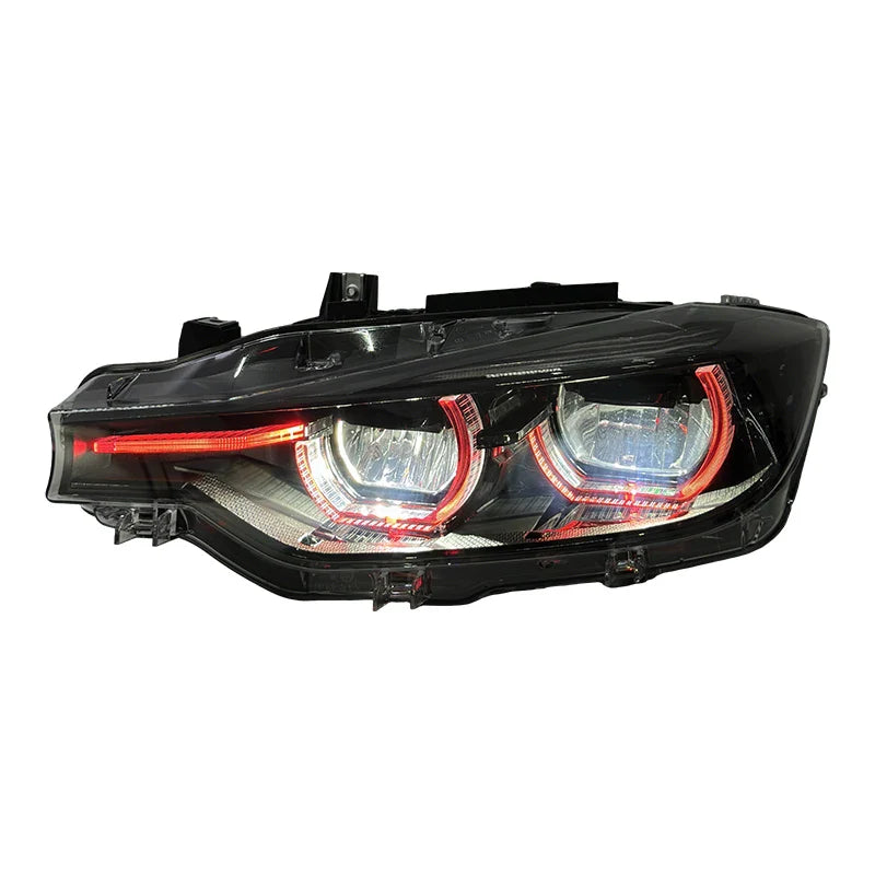 BMW 3 Series F30 / F31 / F35 V3 Smoked Triple-Color LED Headlight Assembly (White / Yellow / Red DRL) 2012 - 2018 (Replaces 63117314531)
