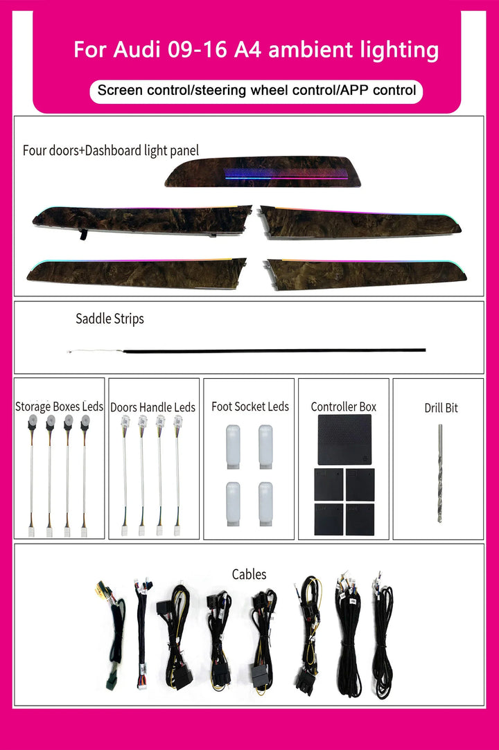 Audi A4 B8 Interior 64-Color Symphony LED Ambient Light Kit 2009 - 2016