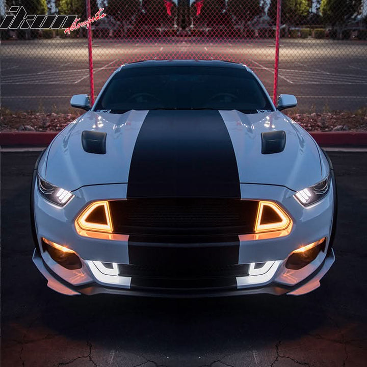 2015-2017 Ford Mustang Front Hood Grille White DRL LED w/ Turn Signal