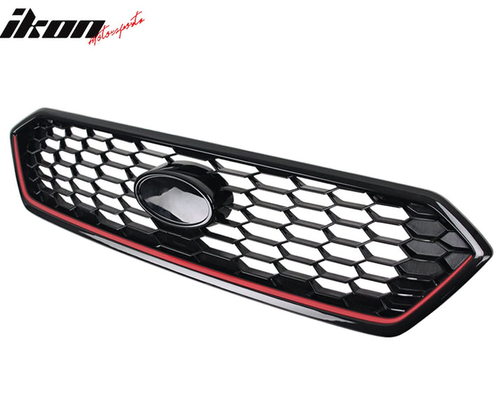 2018-2021 Subaru WRX Gloss Black W/ Red JDM Front Bumper Grille ABS