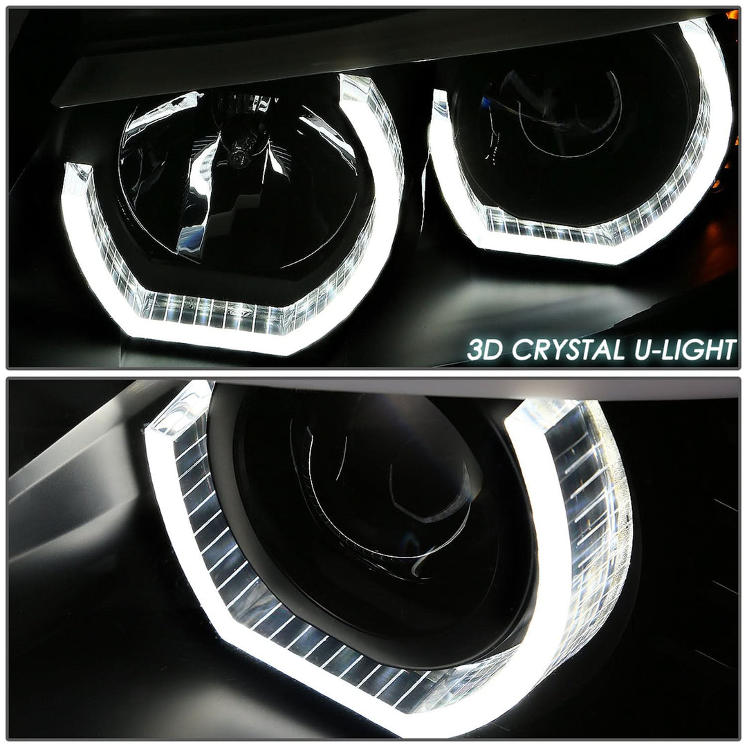 96-03 BMW 5 Series 3D Crystal Halo Projector LED Headlights Black