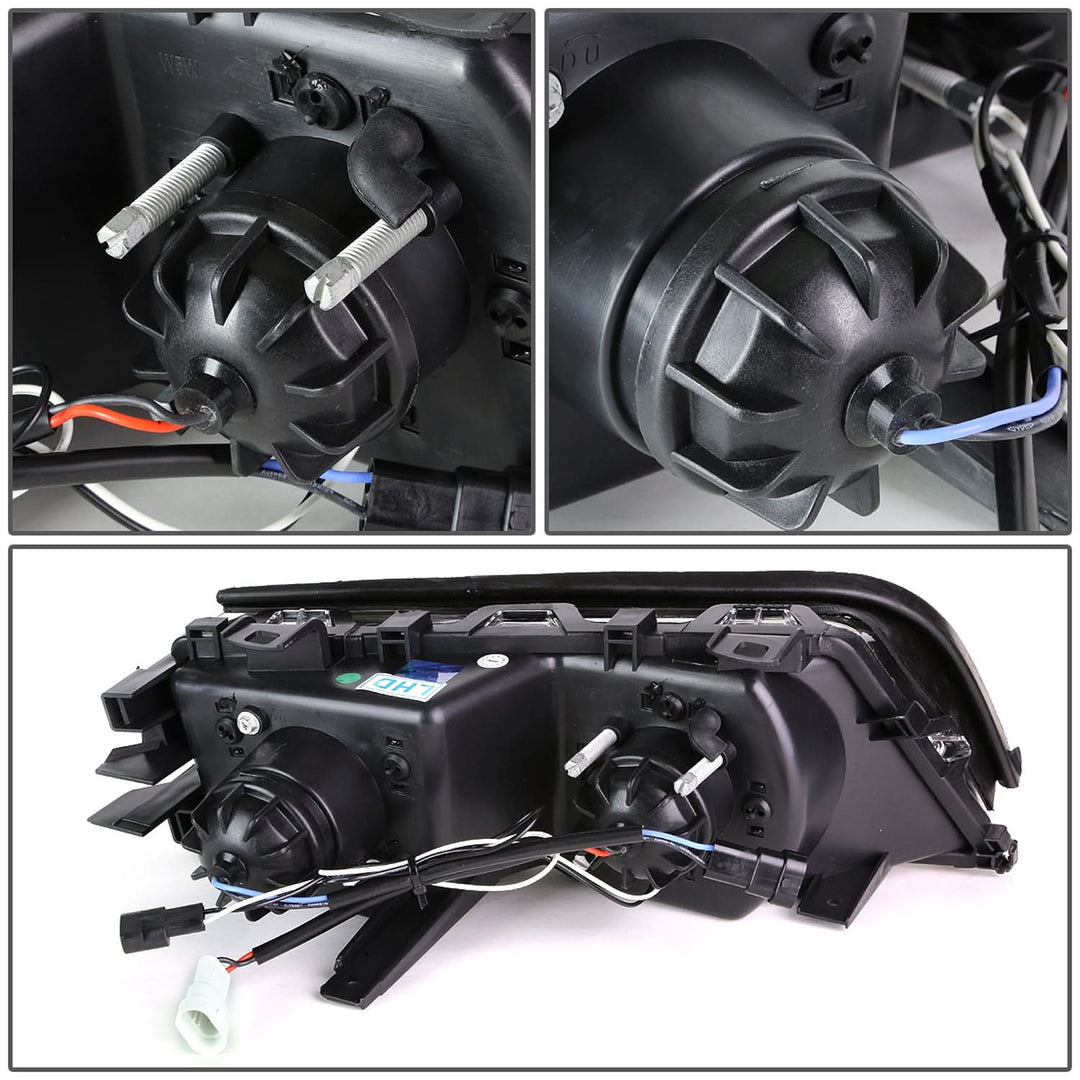 99-01 BMW 3-Series 3D Crystal Halo Projector LED Headlights Black