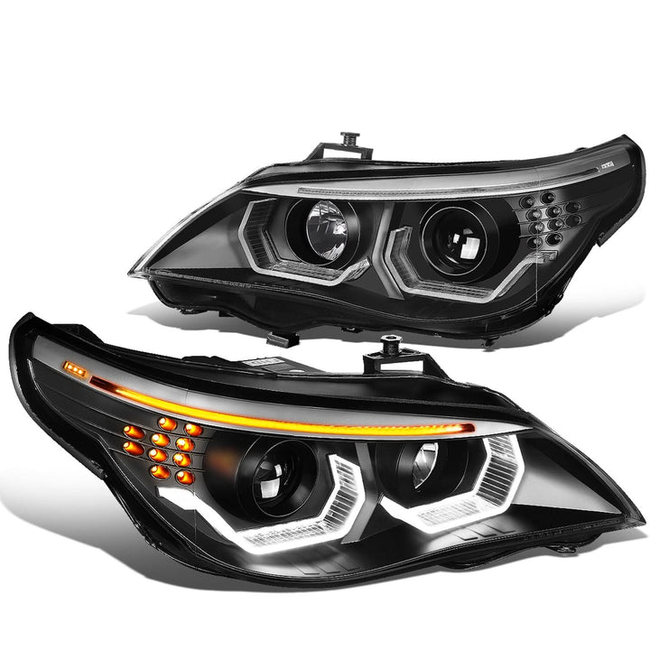 04-07 BMW 525I 530I 545I 550I 3D Halo Projector LED Headlights Black