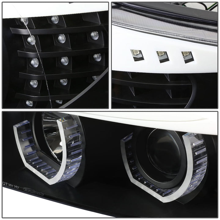 06-08 BMW 3-Series Crystal Halo Projector LED Headlights Black