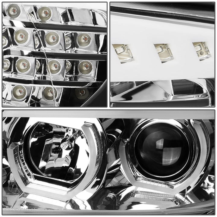 06-12 BMW 3-Series E90 3D Crystal Halo Projector LED Headlights Chrome