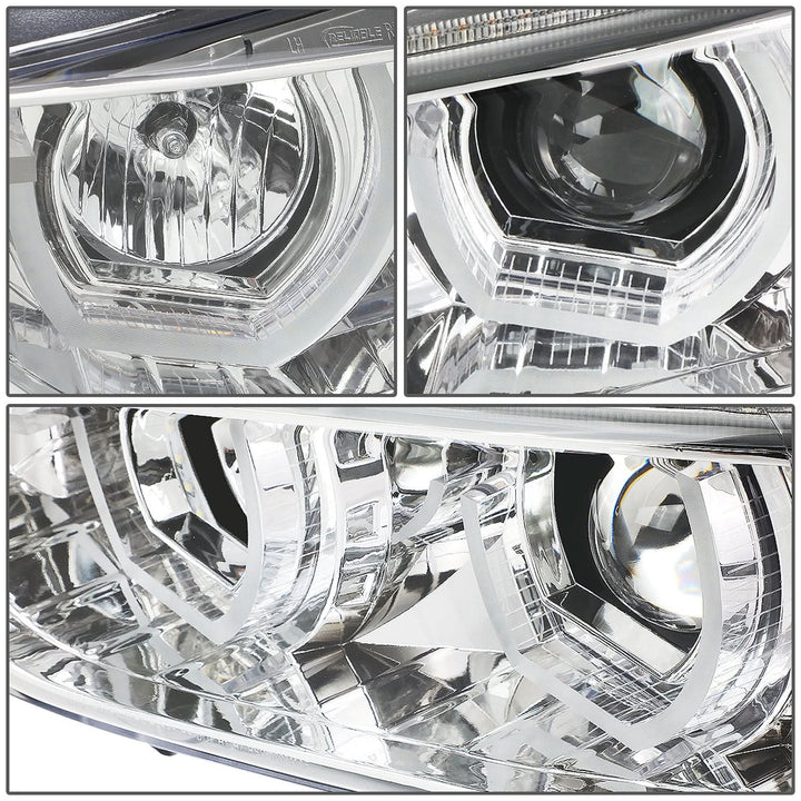 2012-2016 BMW F30 3-Series 3D LED Bar Headlights Chrome Housing