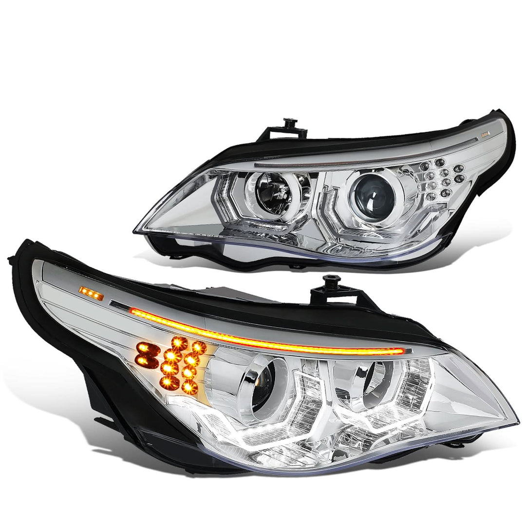 04-07 BMW 5 Series 3D LED Projector Headlights - Chrome Housing