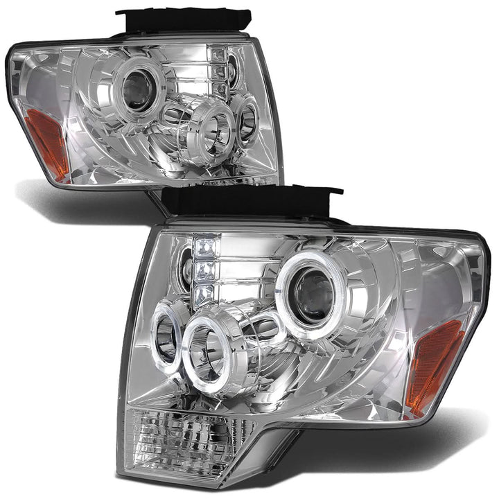 09-14 Ford F-150 LED Halo Projector Headlights Chrome Housing