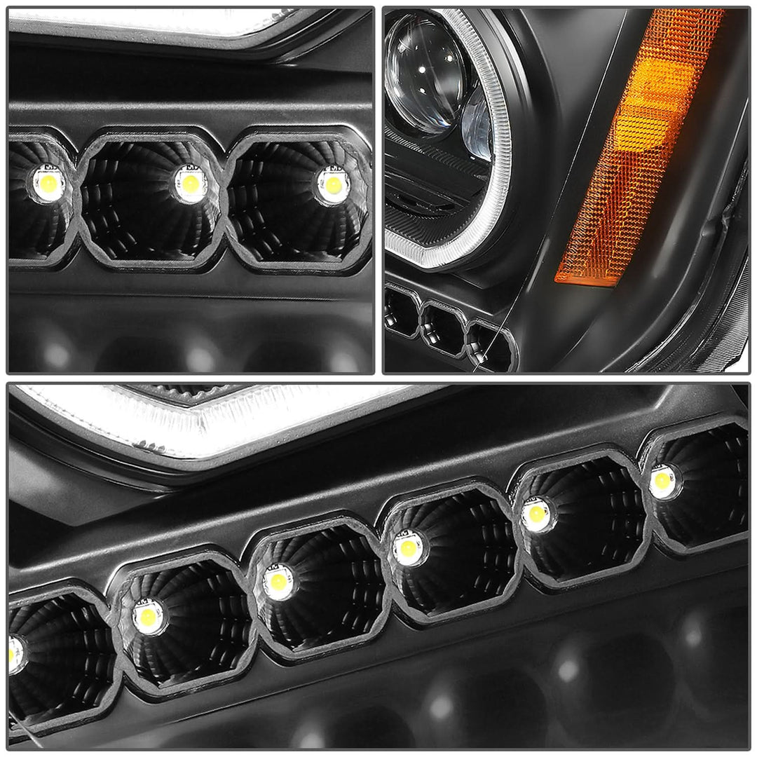 2008-2017 Freightliner Cascadia Black Housing LED Projector Headlights
