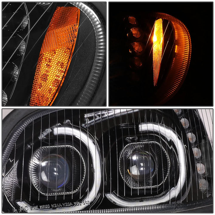 04-12 Freightliner M2 Projector LED DRL Headlights - Black Housing