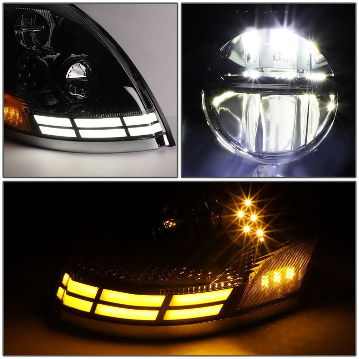 2003-2017 Volvo VN VNL VNM VNX LED Switchback Headlights Black