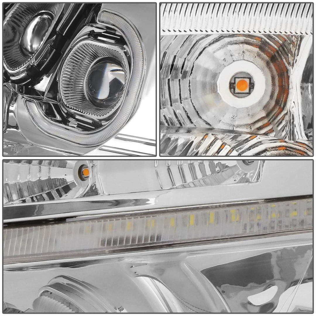 2008-2017 Freightliner Cascadia LED Halo Projector Headlights Chrome