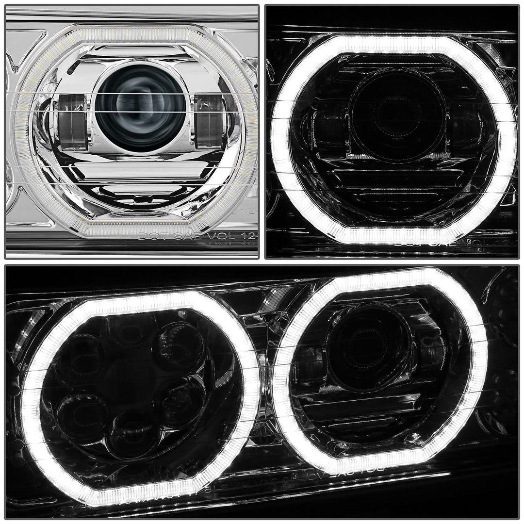 2018-2023 Volvo VNL/VNR White Halo Ring Chrome Headlights