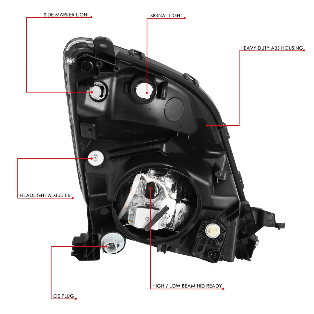 2006-2009 Toyota Prius HID Xenon Headlights Black Housing Clear Corner