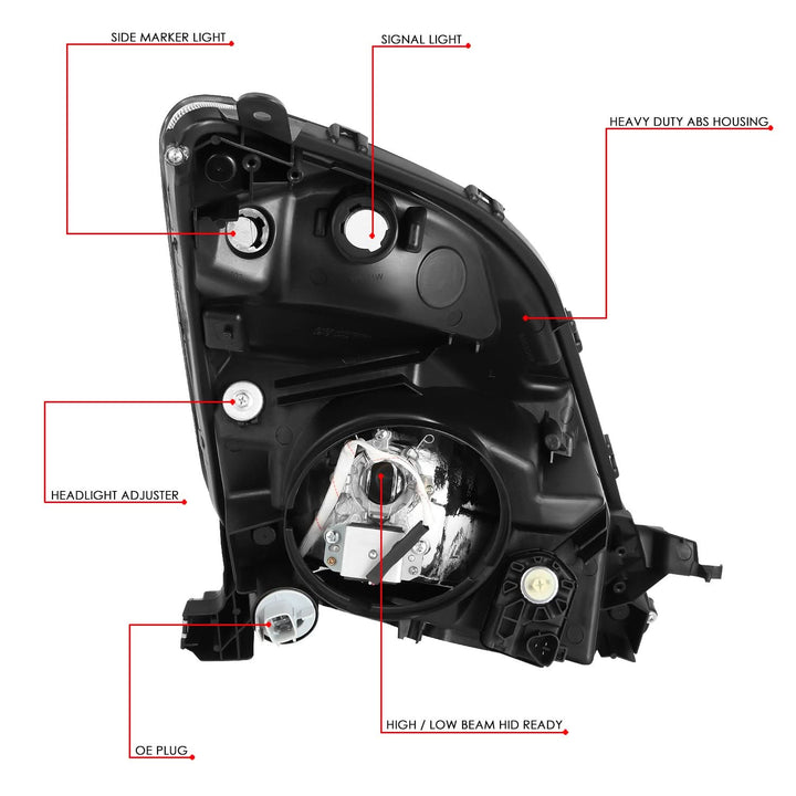 2006-2009 Toyota Prius HID Xenon Headlights Black Housing Clear Corner