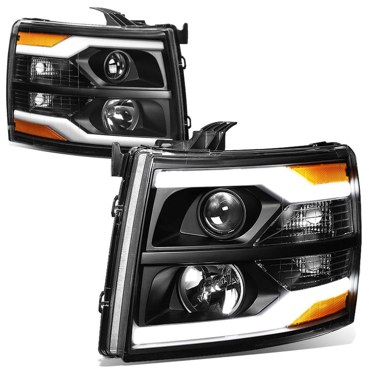 07-13 Chevrolet Silverado LED DRL Headlights - Black Housing