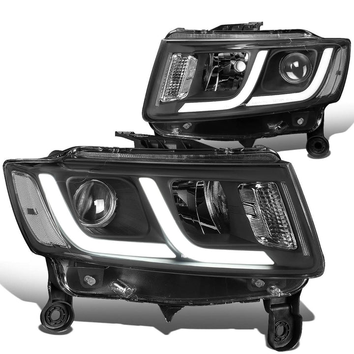 14-16 Jeep Grand Cherokee Projector Headlights Black Housing Clear