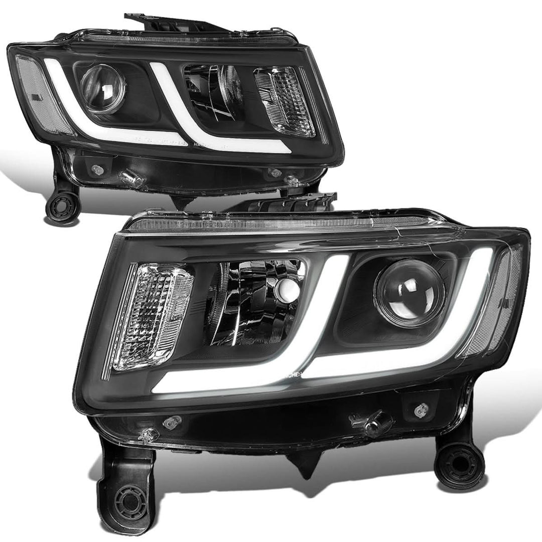 14-16 Jeep Grand Cherokee Projector Headlights Black Housing Clear