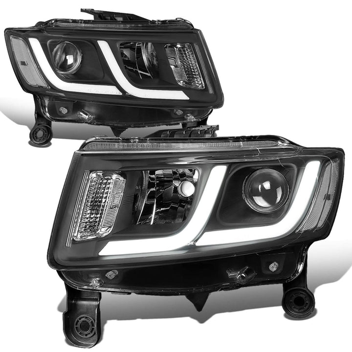 14-16 Jeep Grand Cherokee Projector Headlights Black Housing Clear