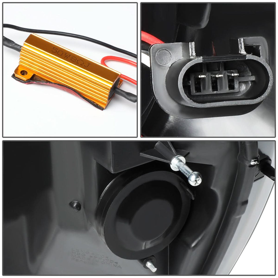 06-09 Dodge Ram LED DRL Projector Headlights Black Housing Clear Corner