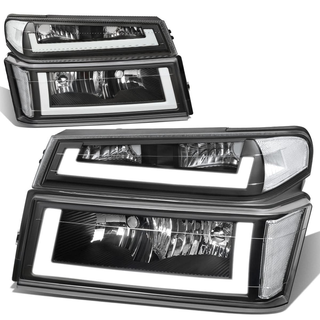 04-12 Chevrolet Colorado LED DRL Headlights Black Housing Clear Corner