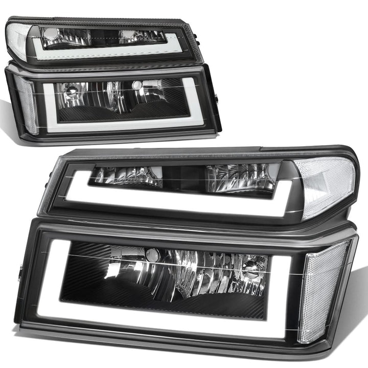 04-12 Chevrolet Colorado LED DRL Headlights Black Housing Clear Corner