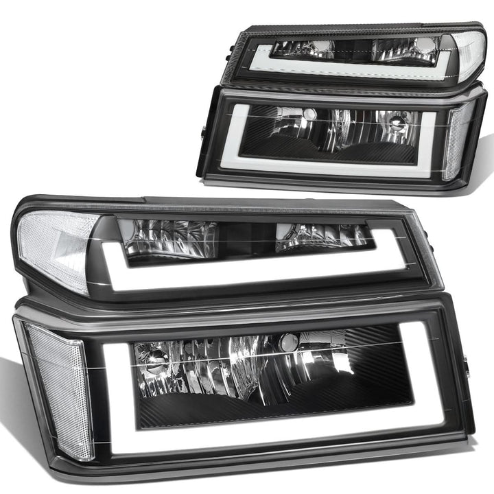 04-12 Chevrolet Colorado LED DRL Headlights Black Housing Clear Corner