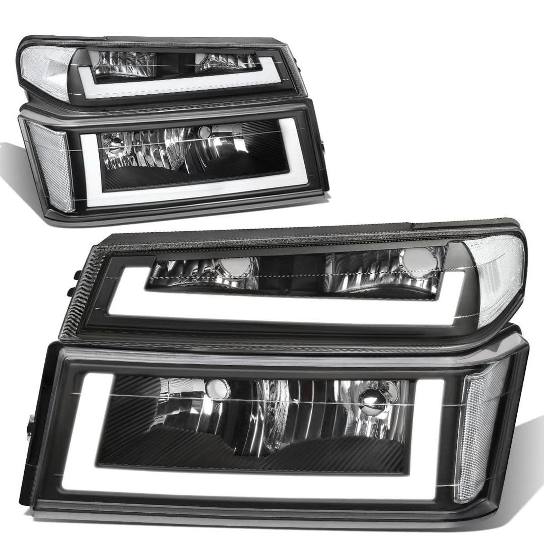 04-12 Chevrolet Colorado LED DRL Headlights Black Housing Clear Corner