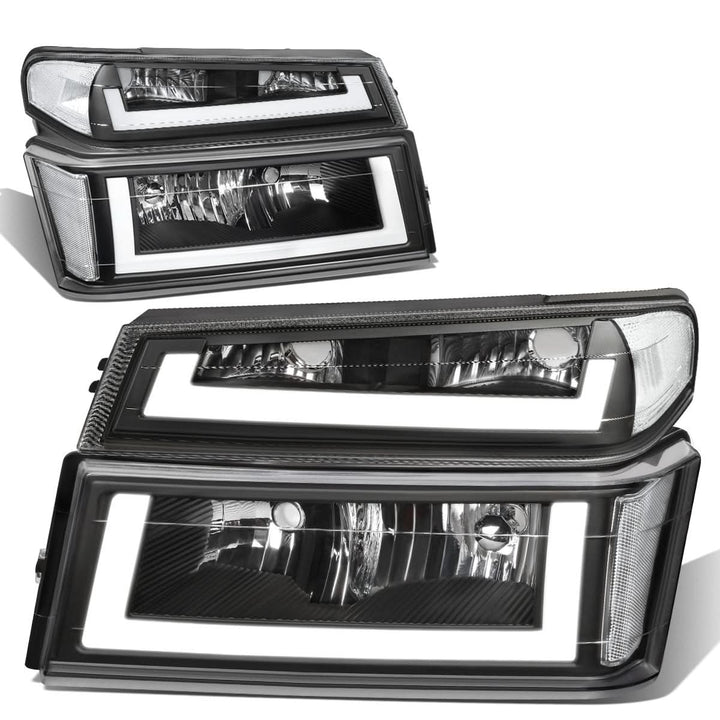 04-12 Chevrolet Colorado LED DRL Headlights Black Housing Clear Corner