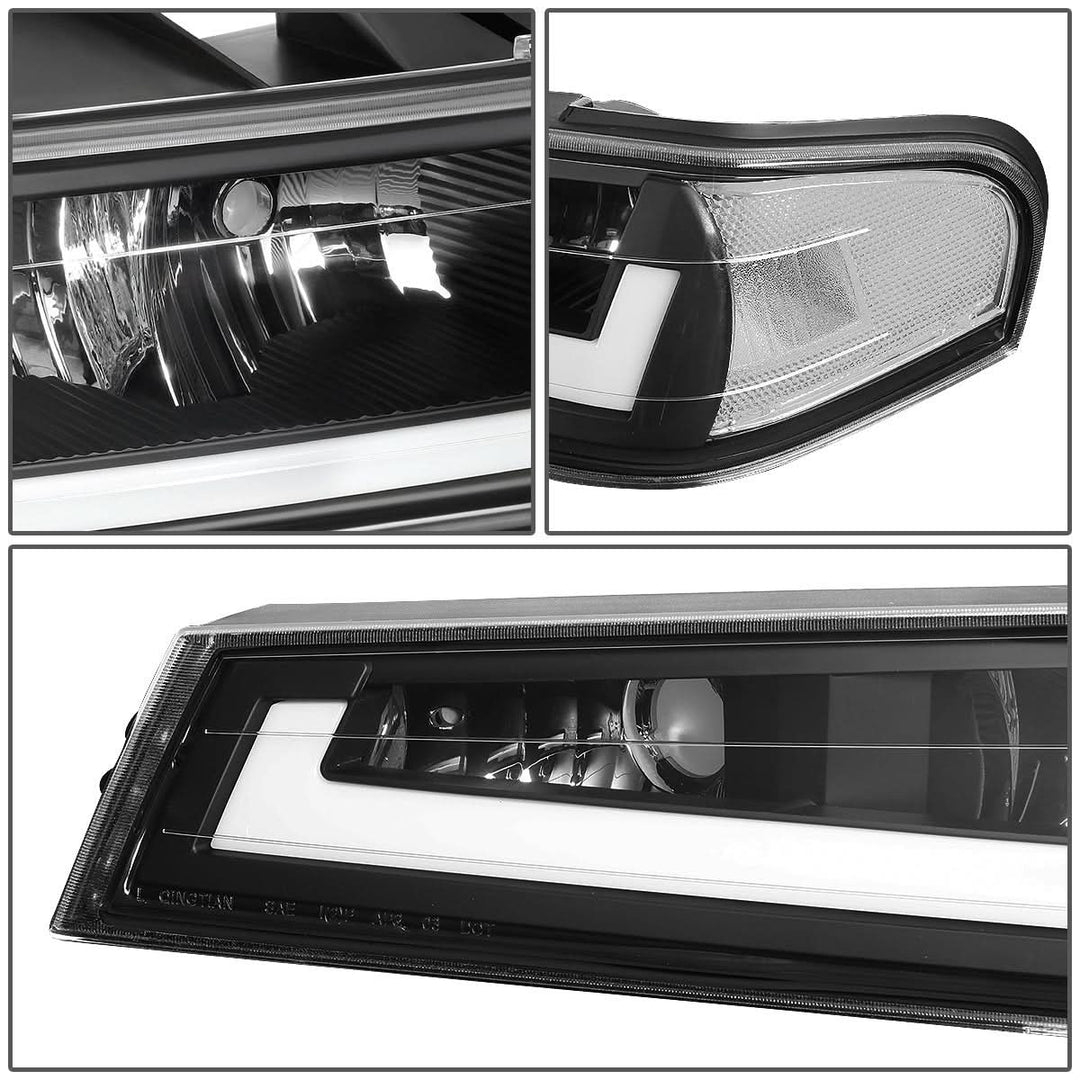 04-12 Chevrolet Colorado LED DRL Headlights Black Housing Clear Corner