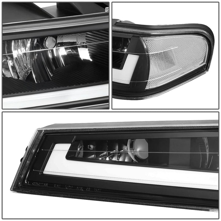 04-12 Chevrolet Colorado LED DRL Headlights Black Housing Clear Corner