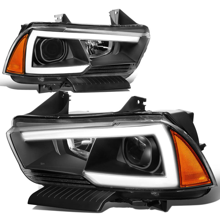 11-14 Dodge Charger LED DRL Projector Headlights - Black Housing