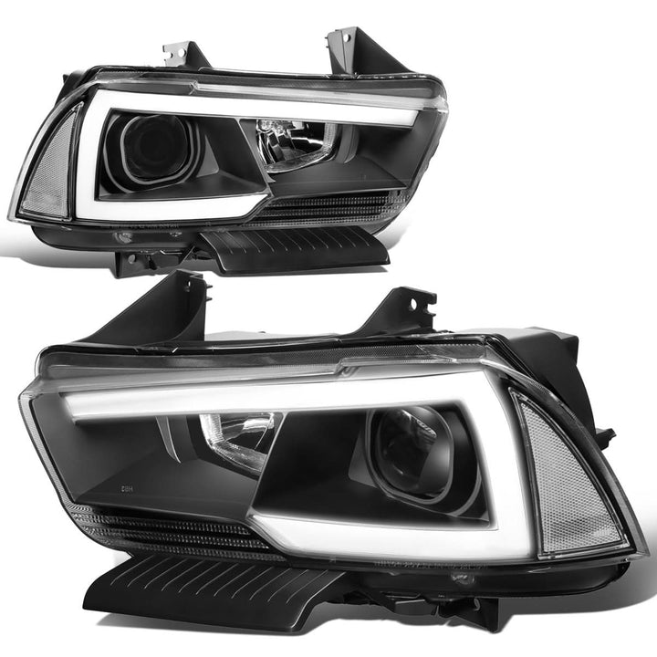 2011-2014 Dodge Charger LED DRL Projector Headlights - Black Housing
